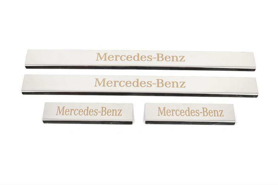 Mercedes C-class W204 2007-2015 гг. Накладки на пороги Carmos (4 шт, нержавейка) Image