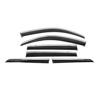 Ветровики с хромированным молдингом Niken Luxury (6 шт) Toyota Land Cruiser Prado 150 2009-2023 гг. фото 2