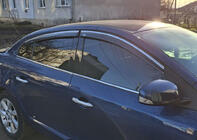 Renault Fluence 2009-2016 гг. Ветровики с хромированным молдингом (4 шт, Niken) фото 5
