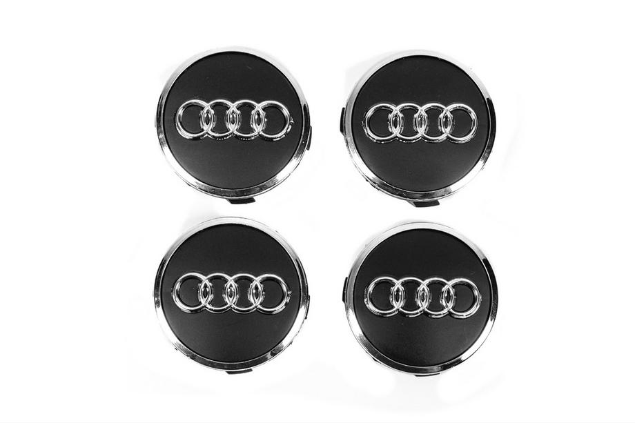 Audi Колпачки на диски 57/61 мм с кольцом (4 шт, черные) Image
