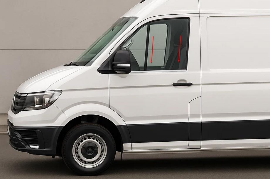 Volkswagen Crafter 2016- гг. Окантовка окон (2 шт, нержавейка) Image