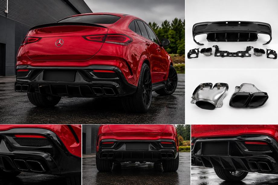 Mercedes GLE coupe C167 2019- гг. Задний диффузор с насадками Black (дизайн GLE63) Image