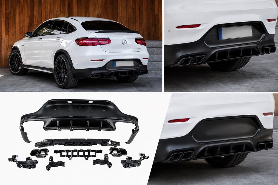 Mercedes GLC coupe C253 2016-2023 гг. Задний диффузор с насадками Black (Дизайн AMG63) Image