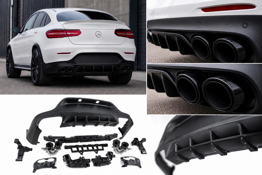 Mercedes GLC coupe C253 2016-2023 гг. Задний диффузор с насадками на выхлоп (Дизайн AMG43) Image