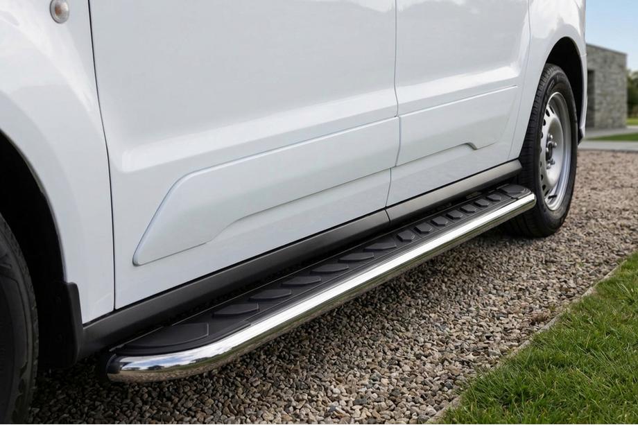 Ford Connect 2021- гг. Боковые Подножки Maydos V1 (2 шт., Алюминий и Нержавейка) Image