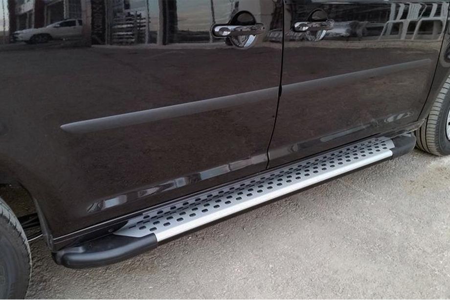 Ford Connect 2021- гг. Боковые пороги Allmond Grey (2 шт., алюминий) Макси база Image