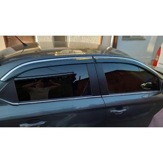 Ветровики с хромированным молдингом Niken Luxury (4 шт) Citroen C-Elysee 2013-2022 гг. фото 3