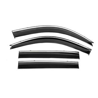 Ветровики с хромированным молдингом Niken Luxury (4 шт) Toyota Land Cruiser Prado 120 2002-2009 гг. фото 2