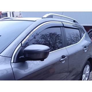 Ветровики с хромированным молдингом Niken Luxury (4 шт) Nissan Qashqai 2014-2021 гг. фото 1