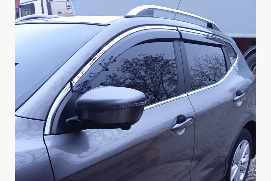 Nissan Qashqai 2014-2021 гг. Ветровики с хромированным молдингом Niken Luxury (4 шт) Image