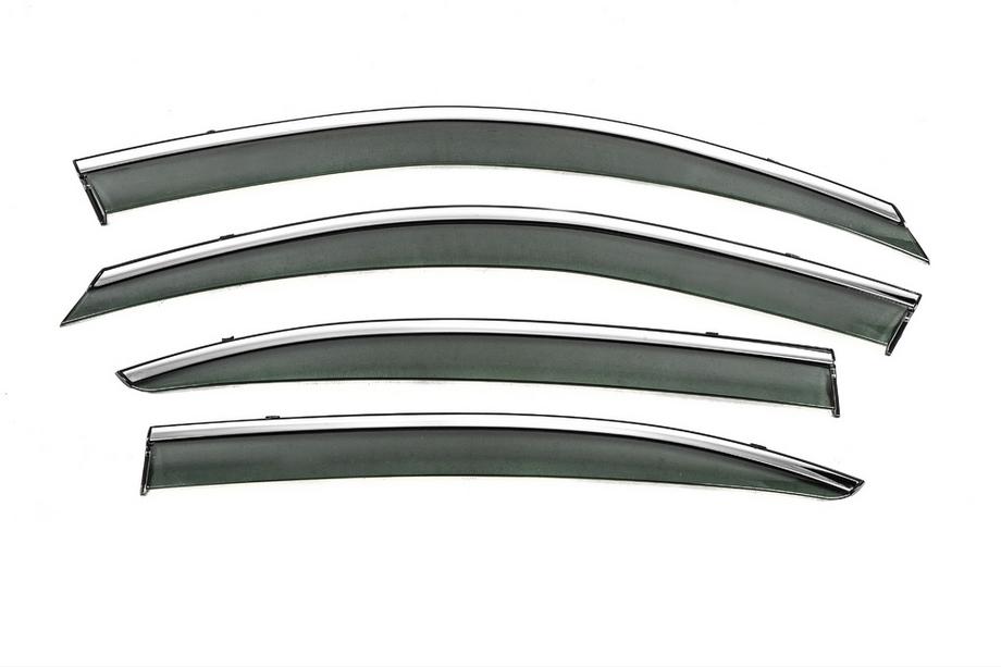 Skoda Octavia II A5 2010-2013 гг. Ветровики с хромированным молдингом Niken Luxury (SD, 4 шт) Image
