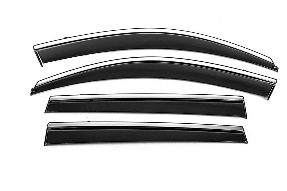 Toyota Rav 4 2006-2013 гг. Ветровики с хромированным молдингом Niken Luxury (4 шт, Long) Image