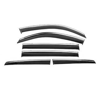 Ветровики с хромированным молдингом Niken Luxury (6 шт) Toyota Land Cruiser 200 2007-2021 гг. фото 2