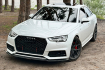 Audi A4 B9 2015-2024 гг. Передняя лип-накладка DPT V-1 (для S-Line, 2015-2019, черный глянец) фото 1