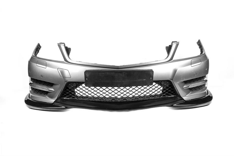 Mercedes C-class W204 2007-2015 гг. Передняя Губа Бампера DPT V2 (2011-2015, Черный Глянец) Фото 3