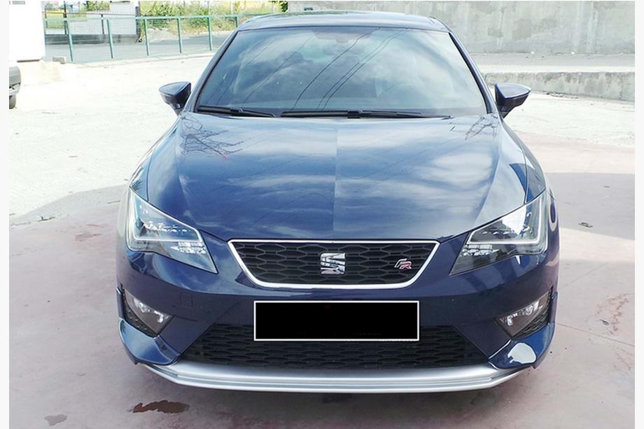 Seat Leon 2013-2020 гг. Передний лип-спойлер DPT V-2 (2013-2016, Черный Глянец) Фото 1