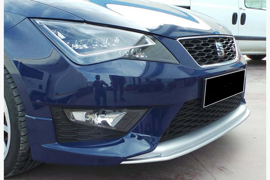 Seat Leon 2013-2020 гг. Передний лип-спойлер DPT V-2 (2013-2016, Черный Глянец) Фото 4