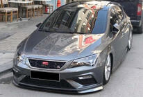 Seat Leon 2013-2020 гг. Передний лип-спойлер DPT V-2 (2017-2020, Черный Глянец) фото 2