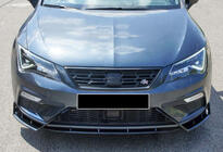 Seat Leon 2013-2020 гг. Передний лип-спойлер DPT V-3 (2017-2020, Черный Глянец) фото 3