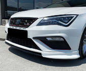 Seat Leon 2013-2020 гг. Передний лип-спойлер DPT V-3 (2013-2016, Черный Глянец) фото 1