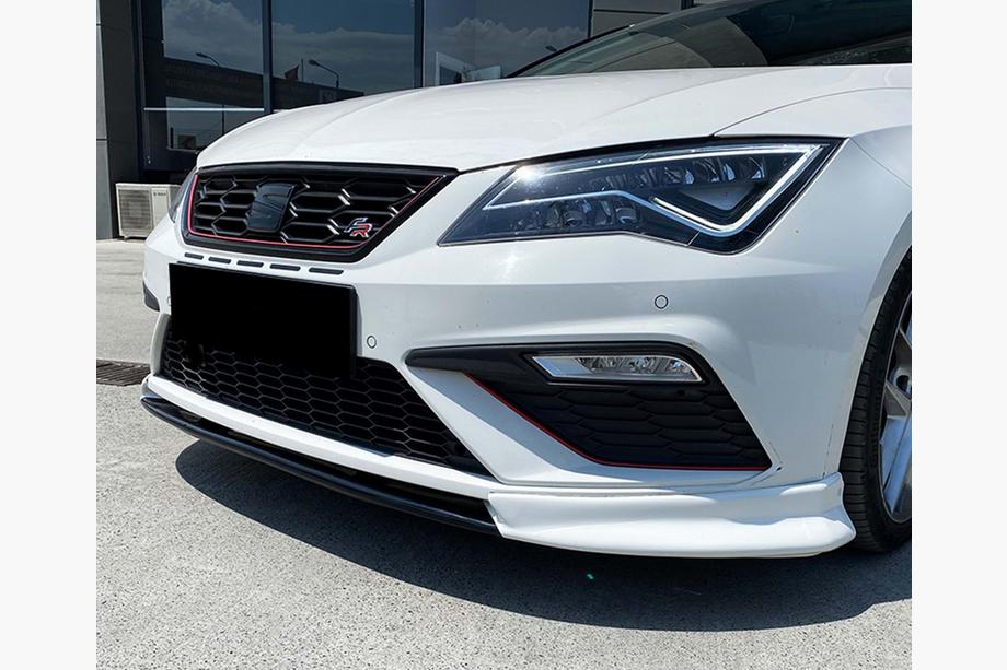 Seat Leon 2013-2020 гг. Передний лип-спойлер DPT V-3 (2013-2016, Черный Глянец) Image