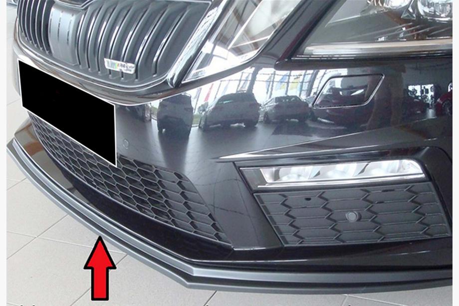 Skoda Octavia III A7 2013-2019 гг. Передний лип-спойлер DPT V-2 (2017-2019 RS, Черный Глянец) Image