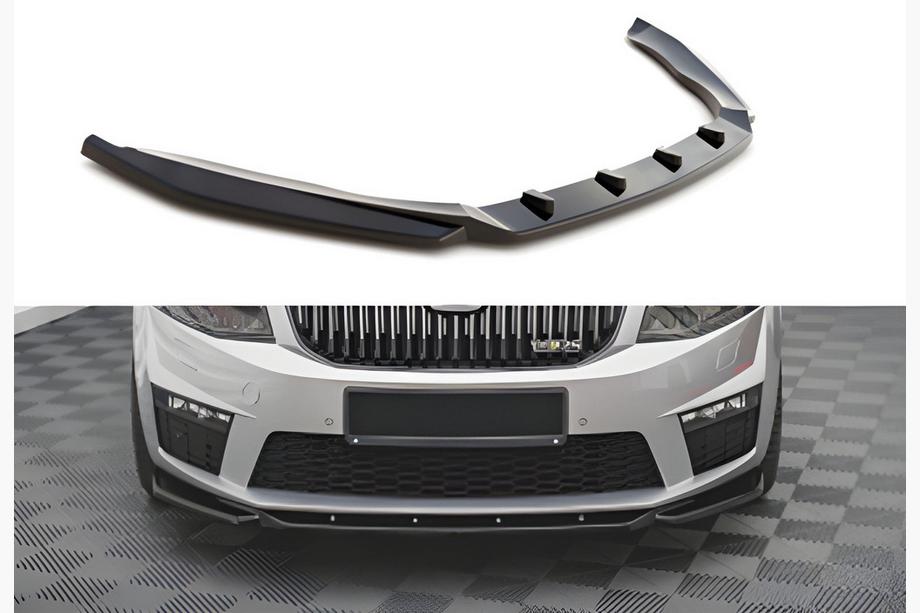 Skoda Octavia III A7 2013-2019 гг. Передний лип-спойлер DPT V-2 (для RS, 2013-2017, черный глянец) Image