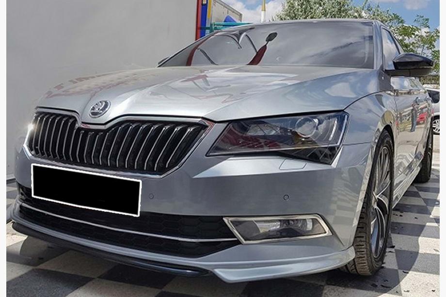 Skoda Superb 2015-2024 гг. Передний лип-спойлер DPT V-1 (2015-2020, Черный Глянец) Image