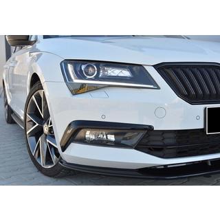 Передний лип на бампер DPT V-4 (2015-2020, Черный Глянец) Skoda Superb 2015-2024 гг. фото 2
