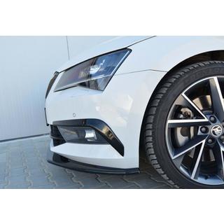 Передний лип на бампер DPT V-4 (2015-2020, Черный Глянец) Skoda Superb 2015-2024 гг. фото 3
