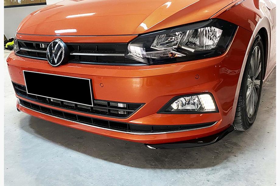 Volkswagen Polo 2017- гг. Передний лип DPT V-2 (Черный Глянец) Image