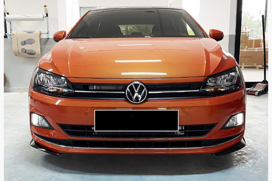 Volkswagen Polo 2017- гг. Передний лип DPT V-2 (Черный Глянец) Фото 2