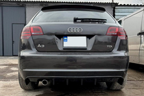 Audi A3 2003-2012 гг. Задний диффузор DPT (2008-2010, Черный Глянец) фото 1