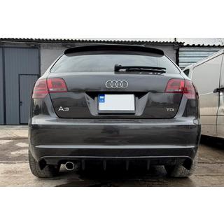 Задний диффузор DPT (2008-2010, Черный Глянец) Audi A3 2003-2012 гг. фото 1