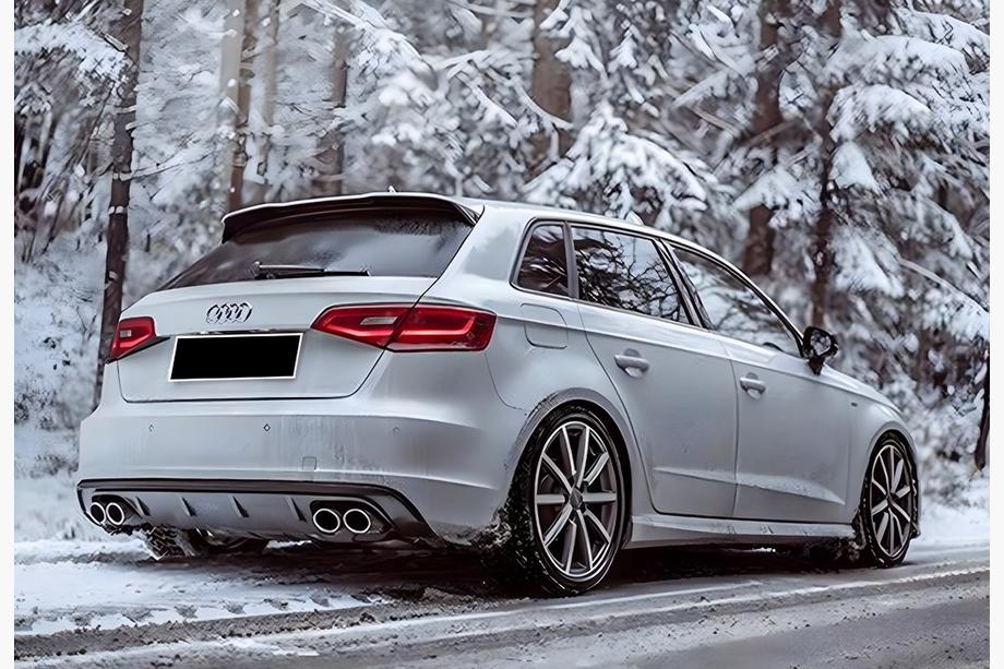 Audi A3 2012-2020 гг. Задний диффузор DPT V-1 (2012-2016, HB, Черный Глянец) Image