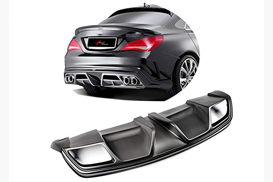 Mercedes CLA C117 2013-2019 гг. Задний диффузор DPT (Черный Глянец) Image