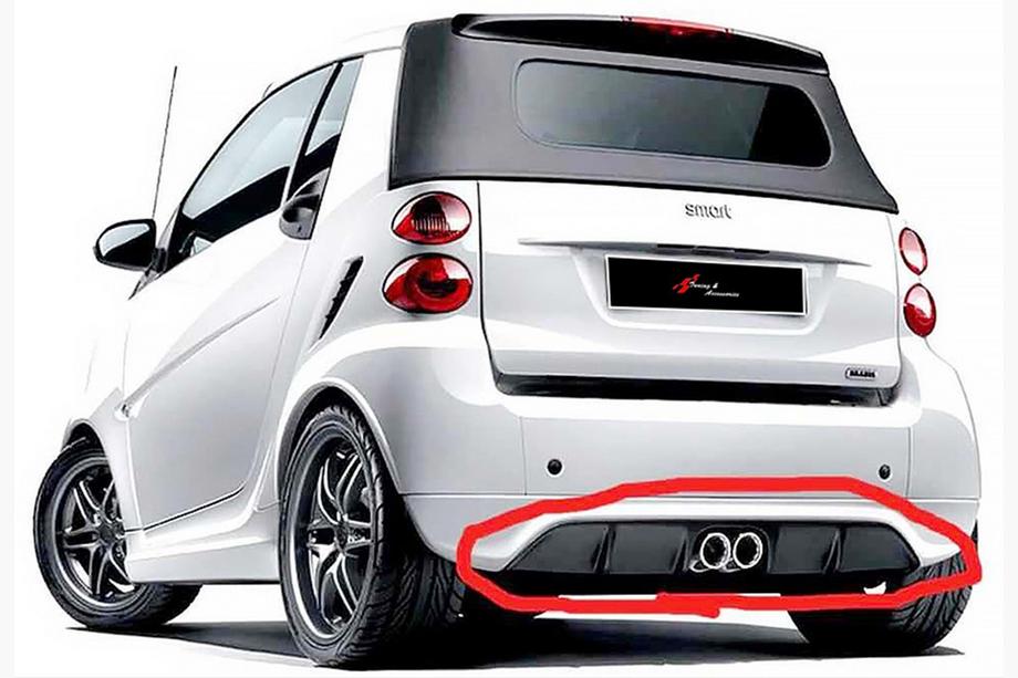 Smart 2014- гг. Задний диффузор DPT (Черный Глянец) Image