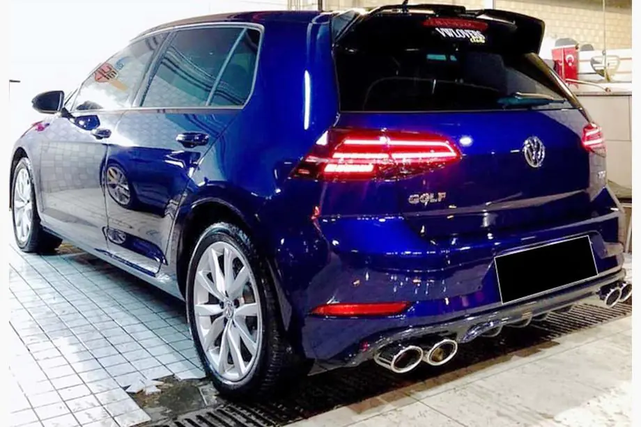 Volkswagen Golf 7/E-Golf 2012-2020 гг. Задний диффузор DPT V-1 (2017-2019, Черный Глянец) Фото 1
