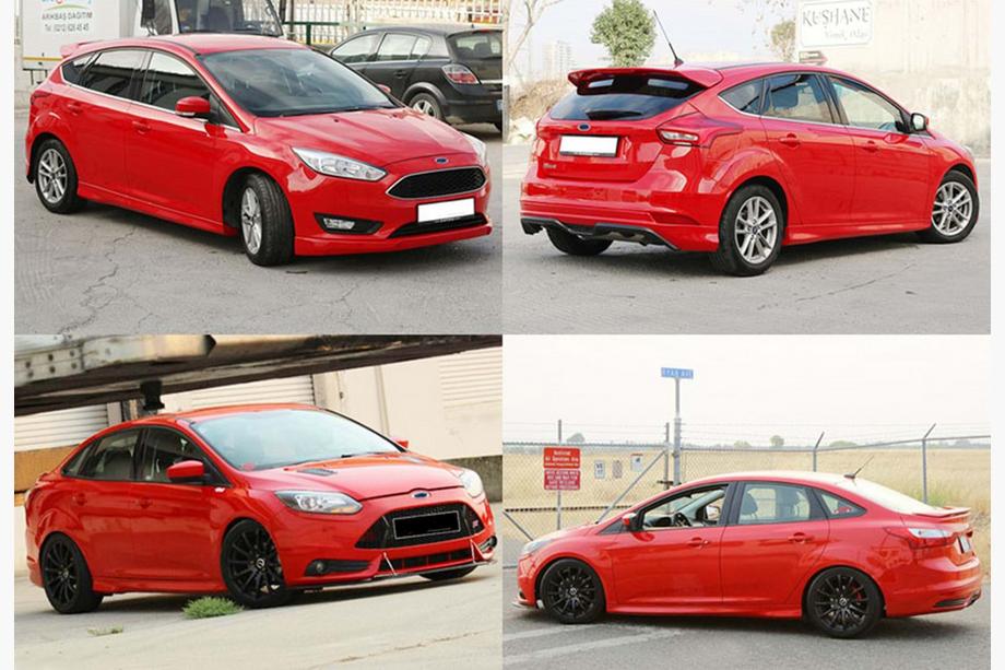 Ford Focus III 2011-2017 гг. Боковые Пороги DPT (SD, 2015-2017, Черный Глянец) Image