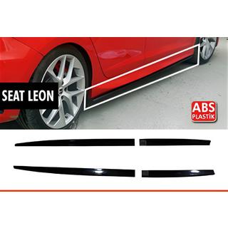 Боковые Пороги DPT V-5 (Черный Глянец) Seat Leon 2013-2020 гг.