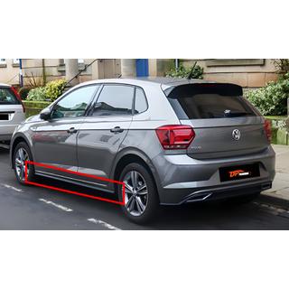 Боковые Пороги DPT V-2 (Черный Глянец) Volkswagen Polo 2017- гг.