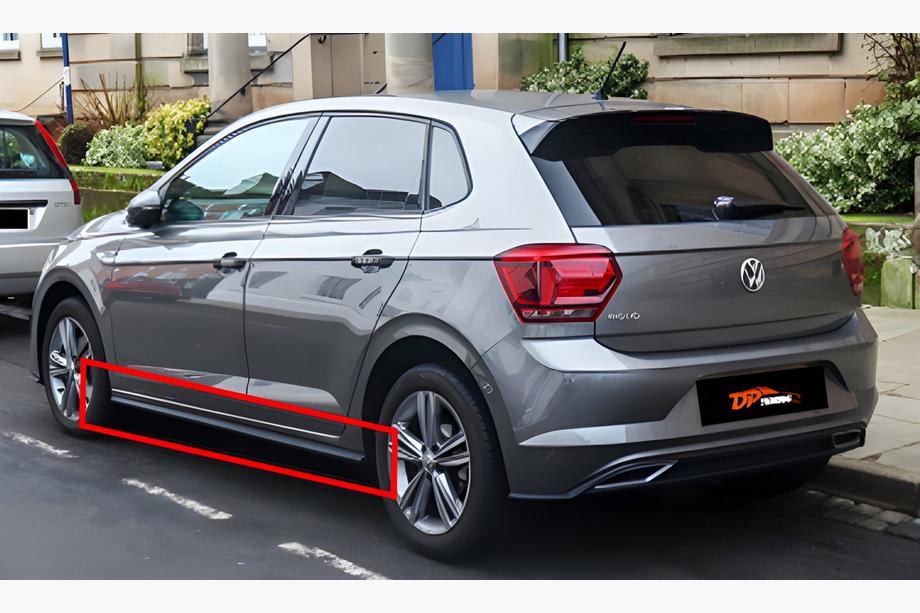 Volkswagen Polo 2017- гг. Боковые Пороги DPT V-2 (Черный Глянец) Image