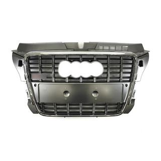 Передняя решетка радиатора S-Style (2008-2012, серая с хромом) Audi A3 2003-2012 гг. фото 1