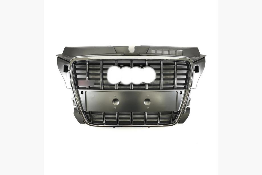 Audi A3 2003-2012 гг. Передняя решетка радиатора S-Style (2008-2012, серая с хромом) Image