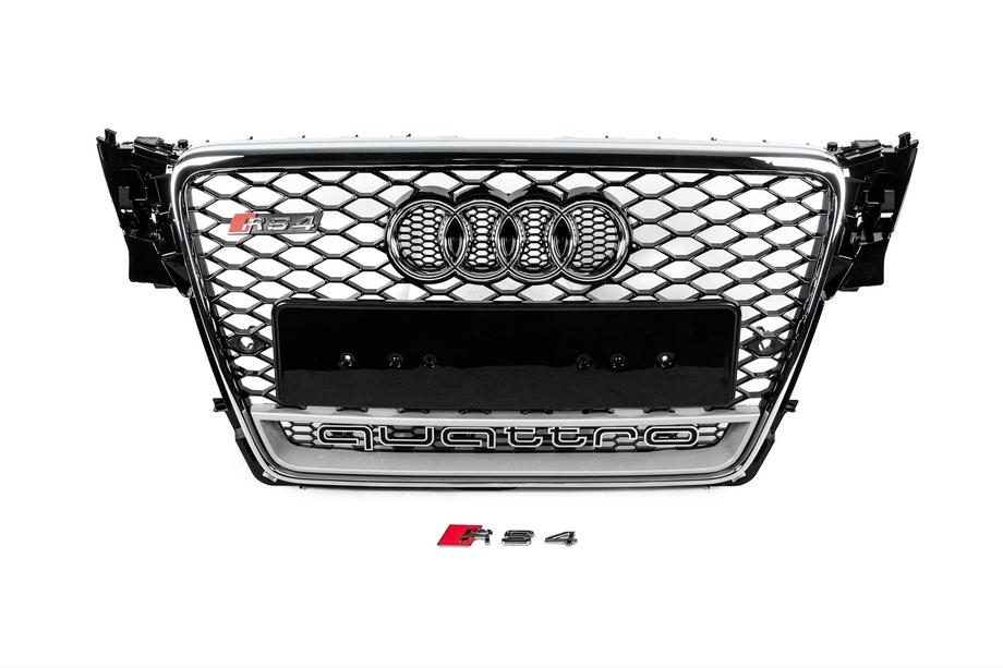 Audi A4 B8 2007-2015 гг. Передняя решетка с надписью Quattro RS-style (2007-2011, черная) Image
