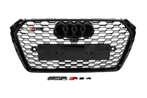 Audi A4 B9 2015-2024 гг. Передняя решетка радиатора в стиле RS с надписью Quattro (2015-2019, черная) фото 1