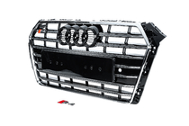 Audi A4 B9 2015-2024 гг. Передняя решетка радиатора S-style (2015-2019, хром+черная) фото 2
