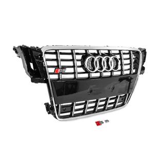 Передняя решетка радиатора S-Style (2007-2011, черная с хромом) Audi A5 2007-2015 гг. фото 3