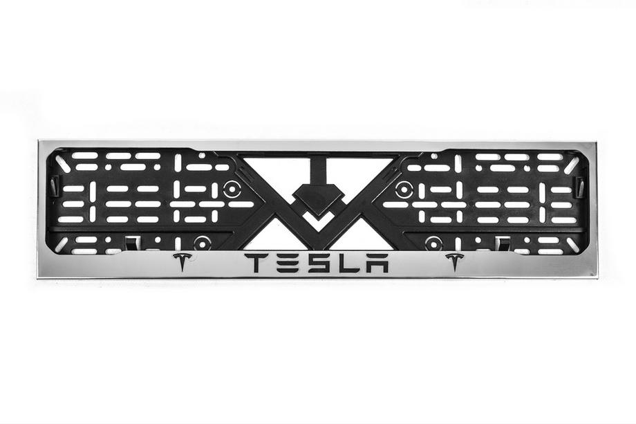 Tesla Рамка Номерного Знака Хром (1 шт, Нержавеющая Сталь) Image