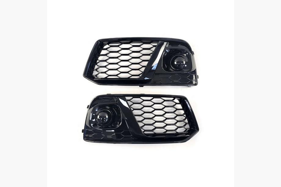 Audi Q5 2017-2025 гг. Решетки противотуманных фар с туманкой RS-Style (2017-2020, 2 шт, Черный) Image